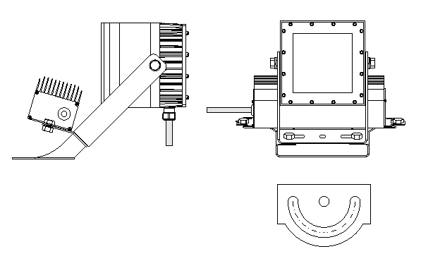 吊り電源一体型3面図(PDタイプ)